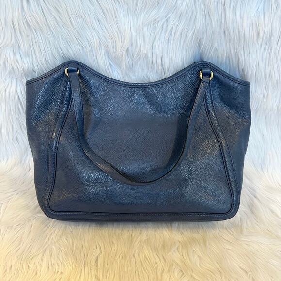 Tory Burch Amanda Pebbled Leather Easy Tote Bag Shoulder Bag Night Sky Blue - Picture 6 of 10